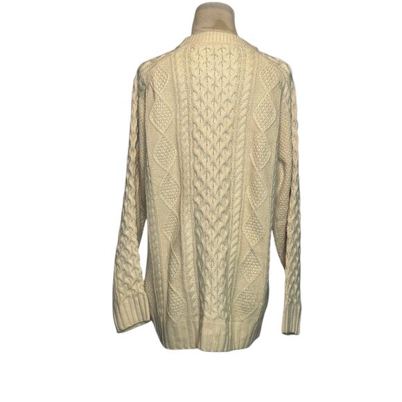 Beige Aran cable knit long sleeves sweater size M - Picture 7 of 8